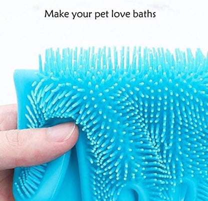 Pet Republique Silicone Bathing Gloves for Dogs, Cats, & Most Animals – Long Sleeve Grooming Glove with Foam Scrubbing Bristles