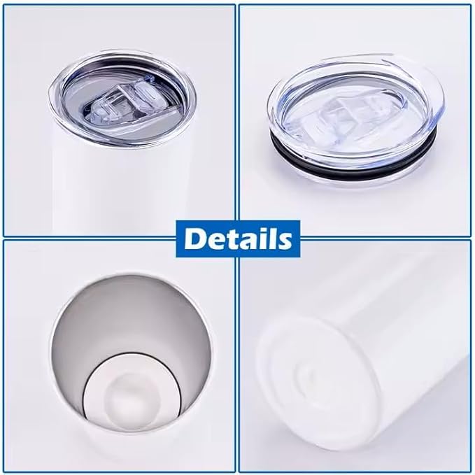 FEDAEE Sublimation Tumbler 20 oz 1 Piece Modern Stainless Steel Insulated Straight Tumbler with Lid, Individual Box