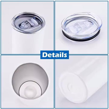 FEDAEE Sublimation Tumbler 20 oz 1 Piece Modern Stainless Steel Insulated Straight Tumbler with Lid, Individual Box