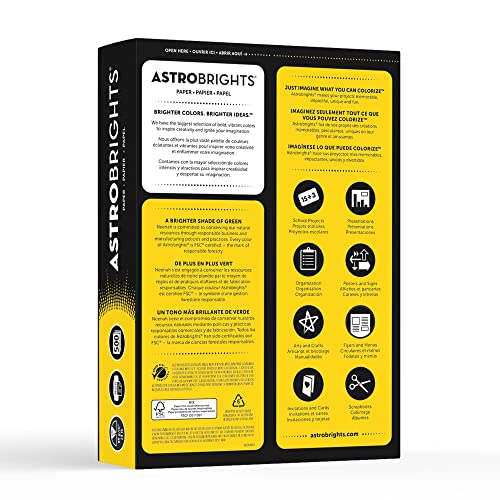 Neenah Astrobrights Bright Color Paper, 8 12in. x 11in., 24 Lb, FSC Certified, Solar Yellow, Ream Of 500 Sheets, 21538