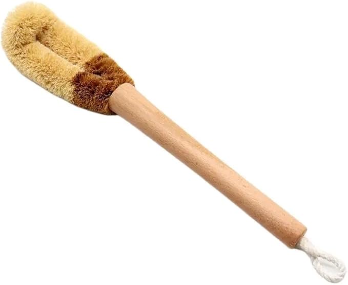 Natural Coconut Palm Long-Handled Cup Brush Wooden Bottle Brush Without Dead Angle Water Cup Cleaning Artifact Cup Brush