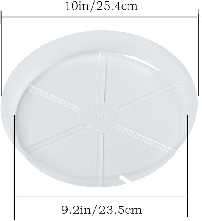 Idyllize 15 Pack, Assorted Sizes 6 8 10 Inch Clear Plastic Plant Saucer Drip Trays for pots, 5 Pieces of Each Size (Assorted Sizes 6'', 8'', 10'')