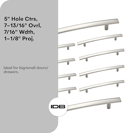 10 Pack Modern Curved Arch Handle - Kitchen Cabinet Knobs and Drawer Handles - Kitchen Hardware for Cabinets, Dresser Drawer, Wardrobe, Office Furniture - Satin Nickel, 7-1316 inch