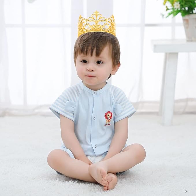Gold Crown Cake Topper, 6 Pieces Happy Birthday Cake Toppers, Princess Crown Cake Decorations, Mini Crowns for Flower Arrangements, Birthday, Wedding, Party Decor (Gold-I, 6)