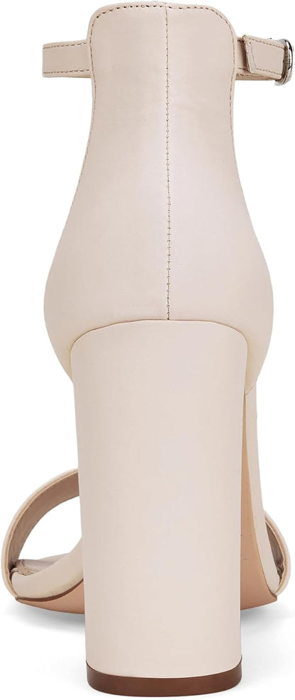 GENSHUO Women's 4-inch Chunky High Heel Sandals with Ankle Strap,Party Wedding Bridal Shoes