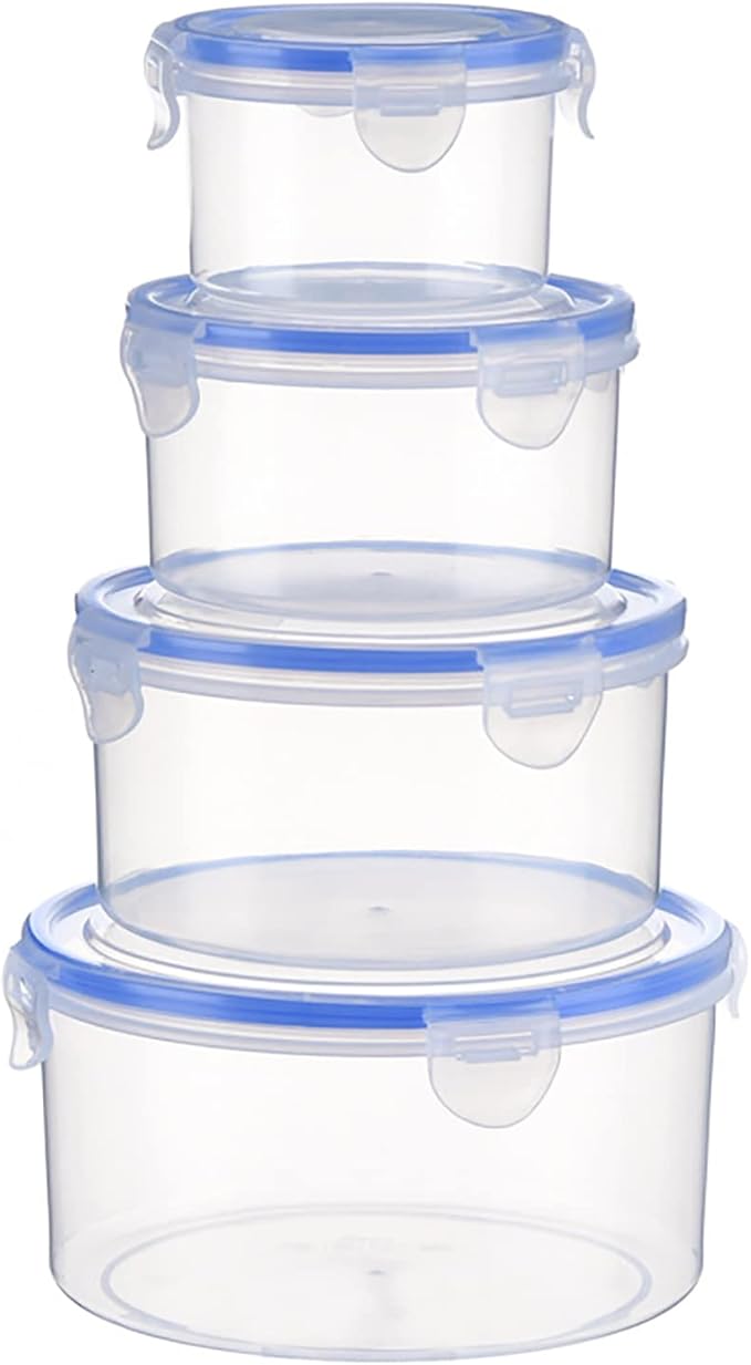 Rehomy 4pcs Meal Prep and Food Storage Container Set Easy Snap Lock Plastic Containers for Food Storage Meal Prep