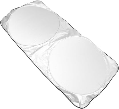 Folding Shrinking Sunshade Roller Blind Silver Reflective Visor Vehicle Sun Protector Heat Shield for SUVs Trucks Hatchbacks Compact Retractable Design