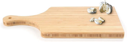 BambooMN Bamboo Paddle Cutting and Serving Board, Charcuterie Boards for Meat, Vegetables, Fruits, Bread, Kitchen Cutting Board with Handle - 15" x 8" x 0.75" - 1 Piece