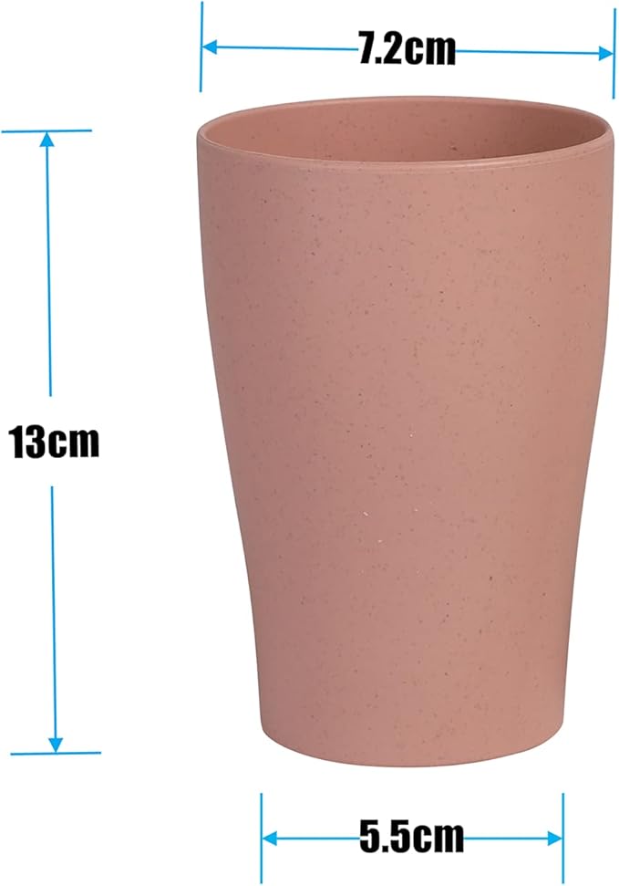 WANBY Wheat Straw Cup 4 Pcs Unbreakable and Reusable Drinking Cups Eco-Friendly Healthy Tumbler Set for Milk Juice and Water Dishwasher Safe (4 Pcs 11 Oz)
