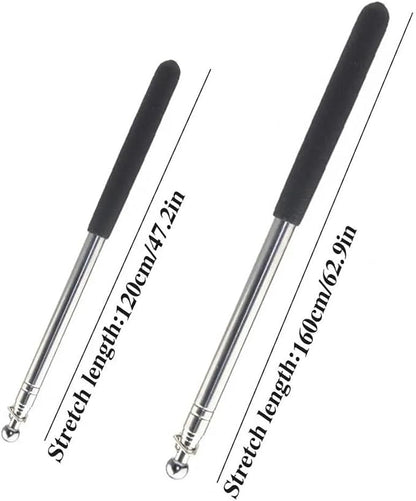 1pcs 1.2/1.6M Tour Guide Flag Pole Non-Slip Stainless Steel Extendable Teacher Pointer Banner Handheld FlagPoles(Black 120 cm)