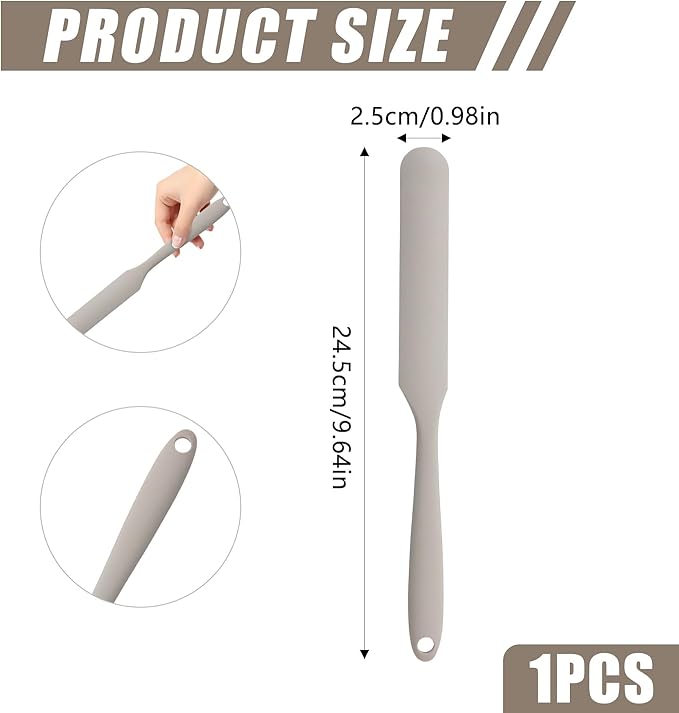 Silicone Jar Spatula,Non-Stick Heat Resistant Kitchen Thin Spatula,Sourdough Stirring Stick,Jam Spreader for Peanut Butter,Cake Cream Butter Spatulas for Scraping Icing Bread Cream (Grey)