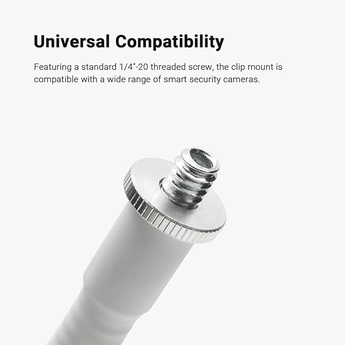 Holicfun Flexible Clip Mount with 15cm Gooseneck for Indoor and Outdoor Security Cameras, Compatible with Ring, Blink, Eufy, Google Nest, Wyze, Arlo, Simplisafe and Other Cameras - White