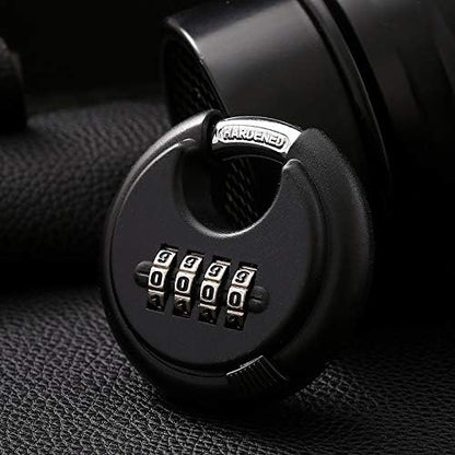 2 Pack Stainless Steel Discus Padlock 4 Digit (3inch) Combination Lock Outdoor for Warehouse, Sheds, Storage Locker, Units (Black.2Pack)