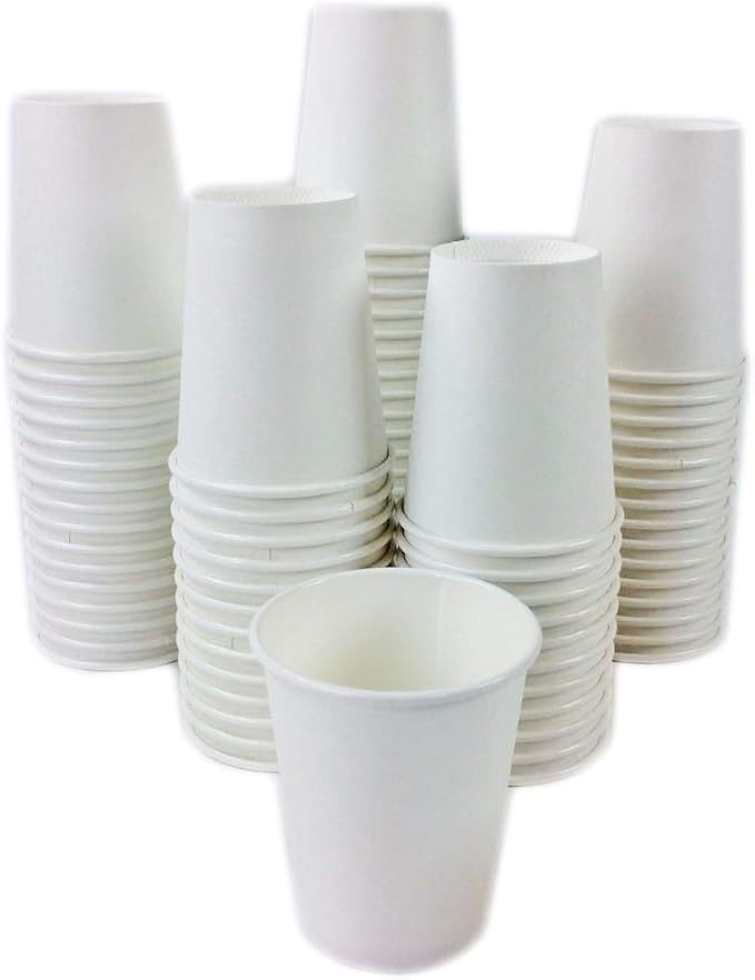 Black Cat Avenue 50 Pack 8 oz Disposable Hot White Paper Cups For Hot Drinks Coffee Cocoa Chocolate Latte Cappuccino