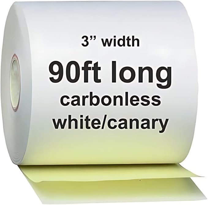 3" x 90' 2 Ply 10 Rolls White Canary Carbonless Paper Kitchen Receipt Printer POS System Cash Register Compatible with Clover Epson SNBC Star Sam4s Ellix Bixolon (10 Rolls, 3" x 90 ft 2 Ply)
