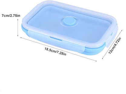 Food Storage Containers, Silicone Snack Container Folding Food Storage Container 800ml Portable Lunchbox Bowl Silicone Freezer Containers for Outdoor Office Travel (Sky Blue)