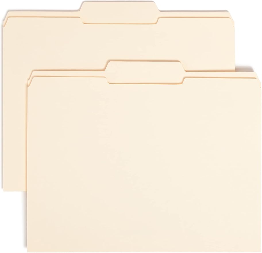 Smead File Folder, Reinforced 1/3-Cut Tab, Center Position, Letter Size, Manila, 45 Count (10334)