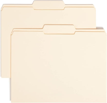 Smead File Folder, Reinforced 1/3-Cut Tab, Center Position, Letter Size, Manila, 45 Count (10334)
