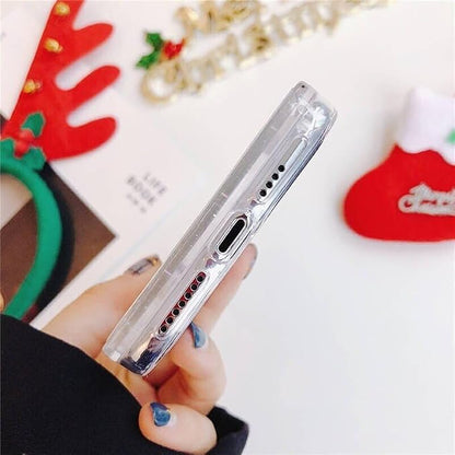 Glitter Christmas Case for iPhone 16 Pro Max Glitter Case Christmas Tree Clear Floating Flowing Moving Bling Snowman Santa Elk Tree Women Cute Liquid Holiday Case for iPhone 16 Pro Max (Gold)
