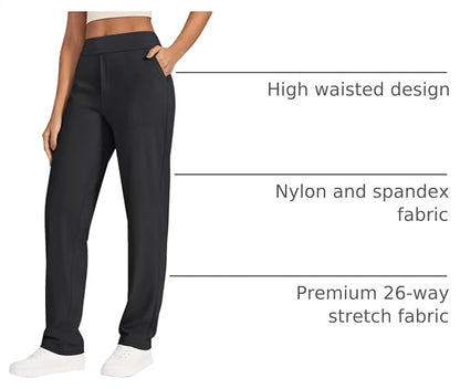 Small And 31"Seam G4Free ShiftReady Yoga Pants Women High Waist Dress Work Pants with Pockets Straight Leg Business Casual Trousers 28"/30"/32"