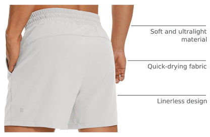 CRZ YOGA Linerless Workout Shorts 5'' | Lightweight, Quick Dry, Running, Pockets, for Men