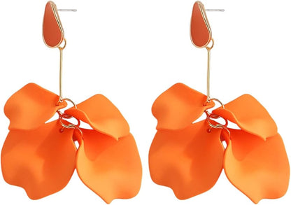 Versatile Bohemian Jewelry Unique Petal Drop Earrings 1 Pair Rose Flower Exaggerated Dangle for Women Piercing Stud