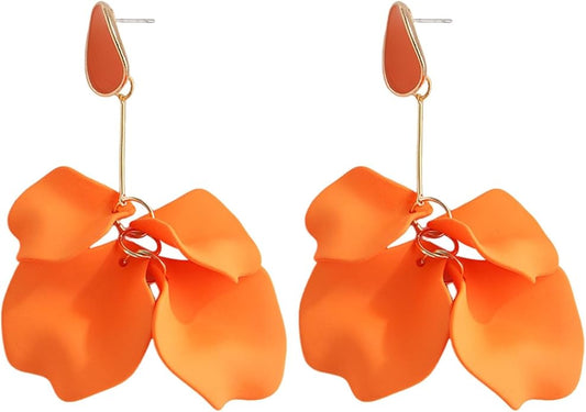 Versatile Bohemian Jewelry Unique Petal Drop Earrings 1 Pair Rose Flower Exaggerated Dangle for Women Piercing Stud