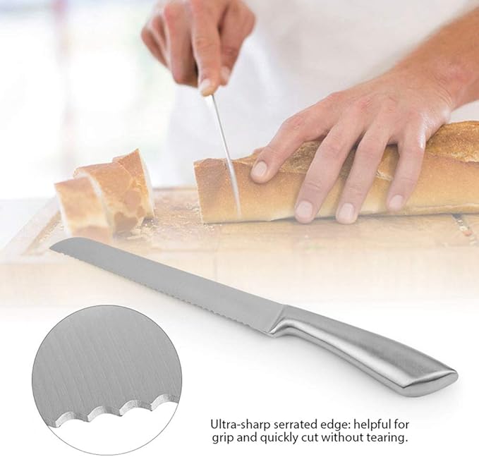 Coarse Tooth Cake Knife, Stainless Steel Bread Knife Baking Fine Toothed Coarse Toothed Flat Cake Knife Toast Sawtooth Slicing Knife