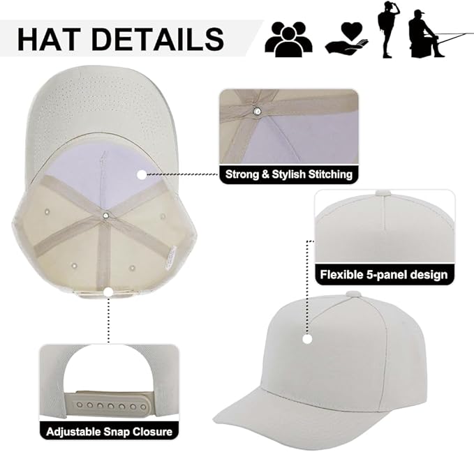 5-Panel Baseball Cap for Workouts, Hiking, Outdoor Sports, Customizable DIY Design, All-Season Comfort Fit, Adjustable