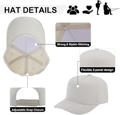 5-Panel Baseball Cap for Workouts, Hiking, Outdoor Sports, Customizable DIY Design, All-Season Comfort Fit, Adjustable