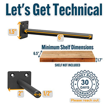 EVALD Floating Shelf Bracket | 6-inch Invisible Supports with Anchors & Screws
