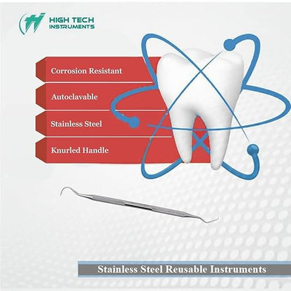 Dental Explorer Double Ended Probe 17A/23 for Professional Teeth Cleaning Calculus Plaque & Tartar Remover - Made of Stainless Steel for Oral Care with Knurled Handle, Double Ended Pick