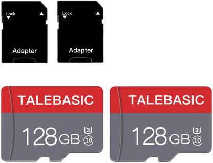 2 Pack 128GB Memory Card Class 10 Flash Card Fast Speed TF Card with Adapter for Tablet/Mobile Phone/Camera/Car Audio/Game Console(2 Pcs 128GB)
