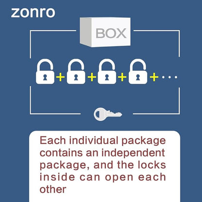 ZonRo Locks Laminated Steel Keyed Padlocks Keyed Alike Locks, Long Shackle Padlocks, for Hasp Latch, Sheds, Fences, Storage Locker, School, Gym,Pack of 6