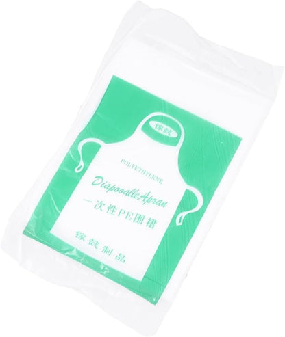 HOMSFOU 100pcs Disposable Plastic Apron for Kids Cooking Apron Waterproof Toddler Paint Smock Easy to Clean
