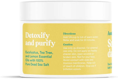 ASUTRA Dead Sea Bath Salts (Detox  Slim Down), 16 oz - Soak in Rich  Vital Healing Minerals - Purify  Energize with Eucalyptus, Sweet Orange,  Lemon Essential Oils