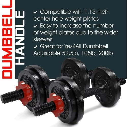 Yes4All 1.15 Inch Cast Iron Weight Plate - Ideal for Dumbbell Handle, Strength Training & Weightlifting
