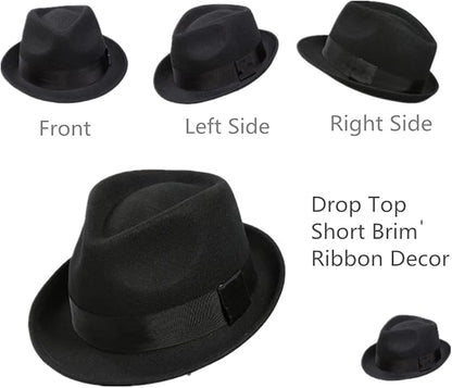Home Prefer Men's Wool Felt Winter Hat Short Brim Fedora Hat