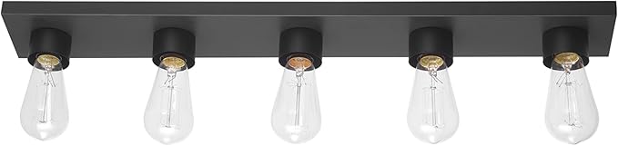 Globe Electric 52088 5-Light Vanity Light, Matte Black Finish, Makeup Over Mirror Lights, Beauty Room Accessories, Decorative Lighting, LED Bulb Compatible, Fully Dimmable