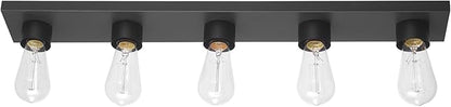 Globe Electric 52088 5-Light Vanity Light, Matte Black Finish, Makeup Over Mirror Lights, Beauty Room Accessories, Decorative Lighting, LED Bulb Compatible, Fully Dimmable