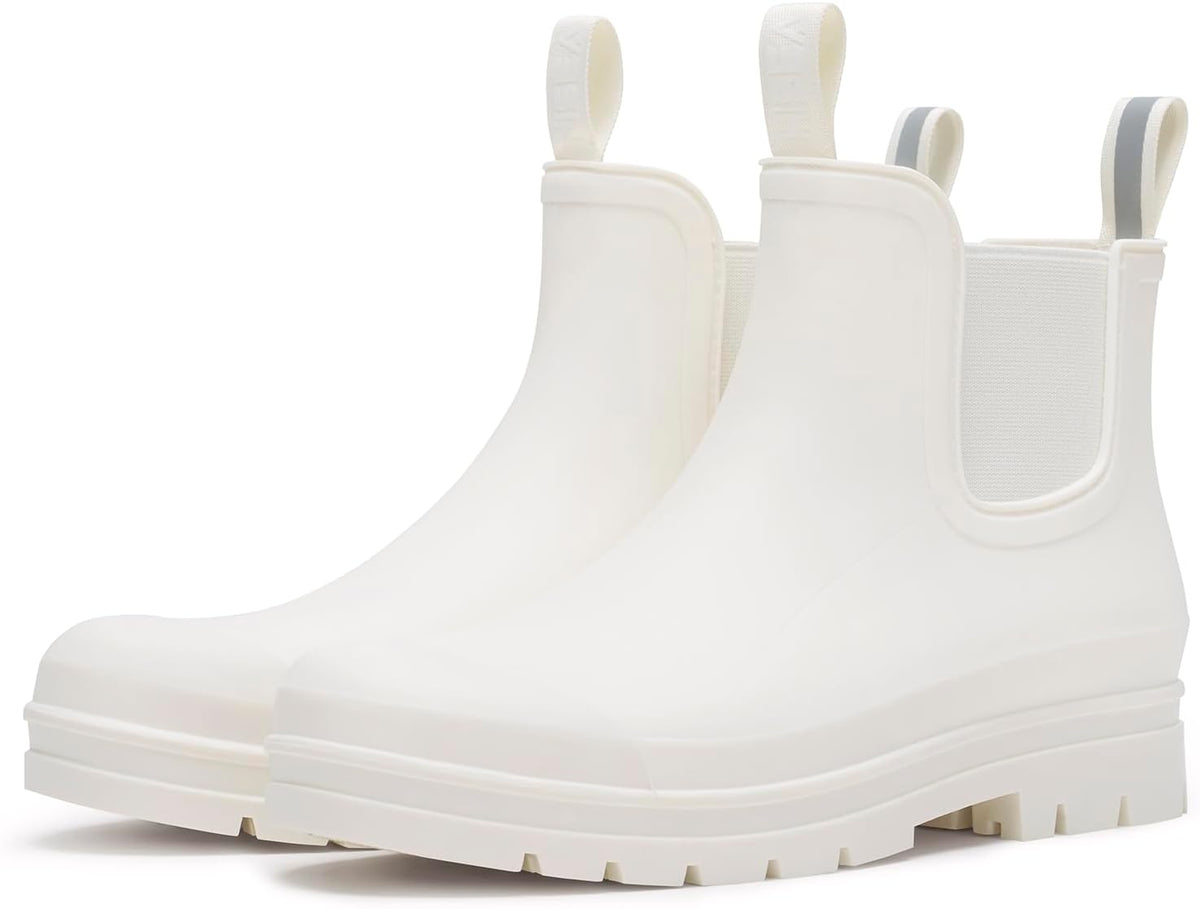 HISEA Women's Short Rain Boots Waterproof Ankle Chelsea Boots | Fashion Rubber Garden Shoes Non-Slip Matte PVC Rainboots Lightweight Outdoor Work Booties for Gardening Farming Walking