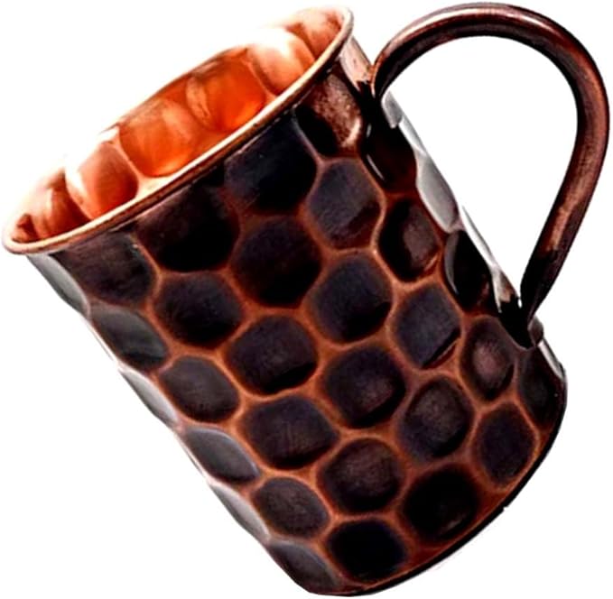Unique Handcrafted Design Solid Copper 16 oz Hammered Copper Mule Mug, Outer Side Water Proof Mug With Straw, Drinking Gifts for Him on Anniversary, Graduation, Baptism (Set of 1 piece)