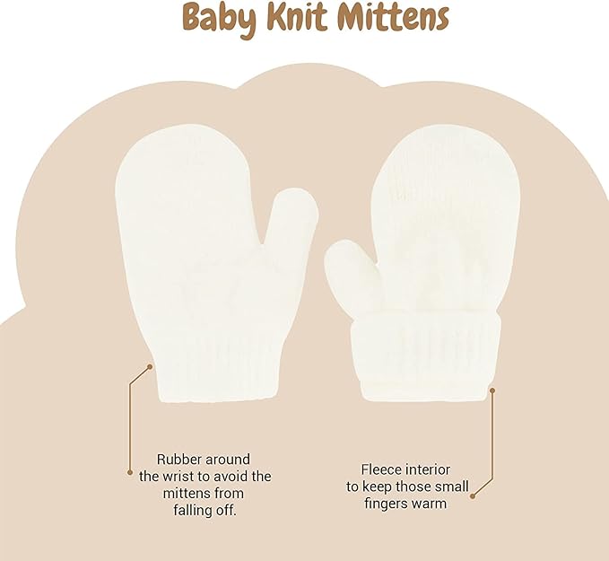 Newborn to Toddler Winter Hat and Mitten Set - Boy and Girls Fleece Lined Baby Hat - 0-6, 6-12, 12-24 Months