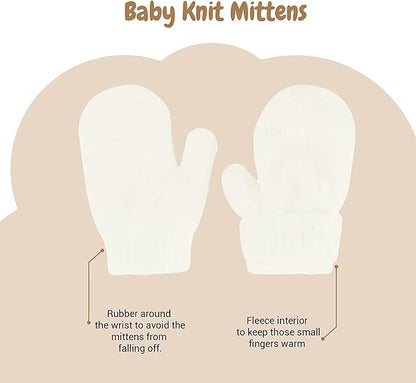Newborn to Toddler Winter Hat and Mitten Set - Boy and Girls Fleece Lined Baby Hat - 0-6, 6-12, 12-24 Months