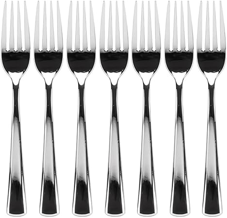 Plastic Cutlery Silverware Extra Heavyweight Disposable Flatware, Full Size Plastic Forks Like Silver 24 Pack
