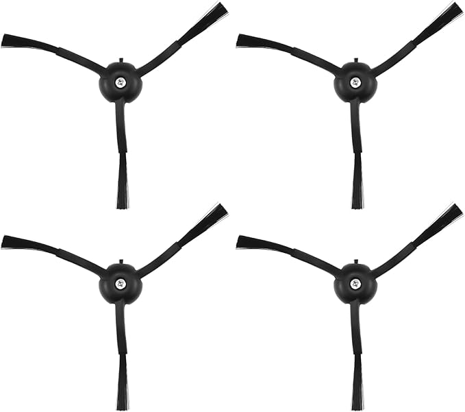 4 Pcs Side Brushes Replacement, Bristle Side Brushes for Ro-borock S8 Pro Ultra, S7 Max Ultra, Qrevo, Qrevo Slim, Series of S7 MaxVS7Q7MaxQ8 MaxS8Q7Q5S6S5S4E5E4E3E2, Black