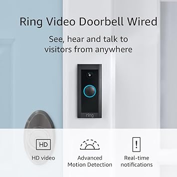 Ring Video Doorbell Wired (newest model), Use Two-Way Talk, advanced motion detection, HD camera and real-time alerts to monitor your front door (wiring required)