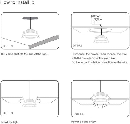 2.5 inch Dimmable LED Recessed Lighting, 5W Retrofit Downlight, 6000K Daylight White, CRI 80 with LED Driver, as AC 110V Ceiling Light Fixture for Living Room, Kitchen, Bedroom, Hallway, 4 Pack
