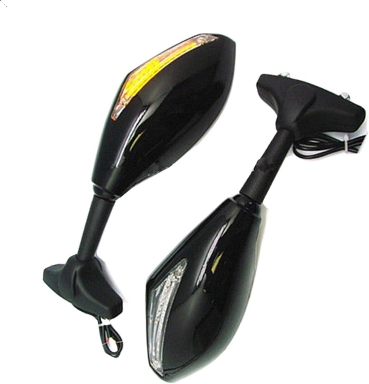 2x Motorcycle Side Mirrors Integrated Turn Signal Light Mirrors Compatible With Suzuki GSX-R 600 750 1000 SV1000S GSF 1200 (1 Pair Smoke)