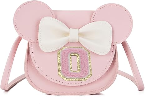 Little Girls Toddlers Mini Crossbody Shoulder Bag Coin Purse with Cute Mouse Ear Bowknot